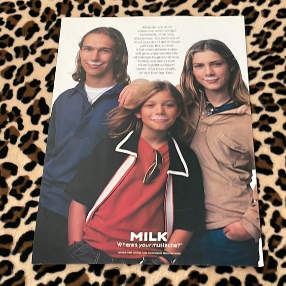 1997 HANSON Vintage Milk Mustache Print Ad Magazine Frame 90s Y2K Pop Music - Picture 2 of 12
